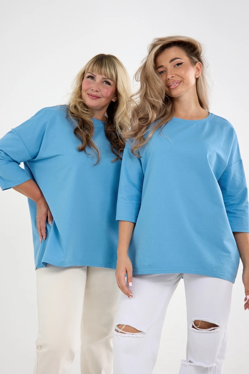 Лонгслив Футер life (к/р) (голубой)