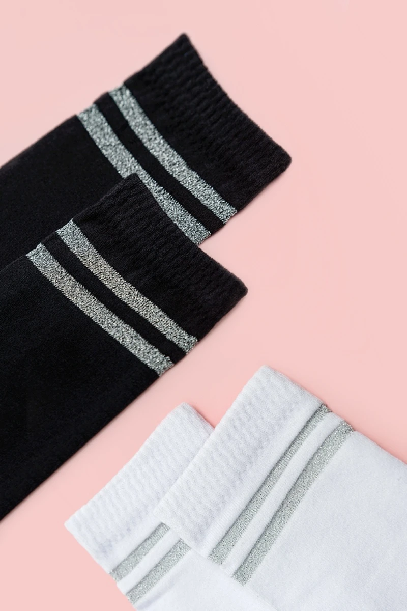 Гольфы Люрекс (набор 2 пары) (белый+черный)