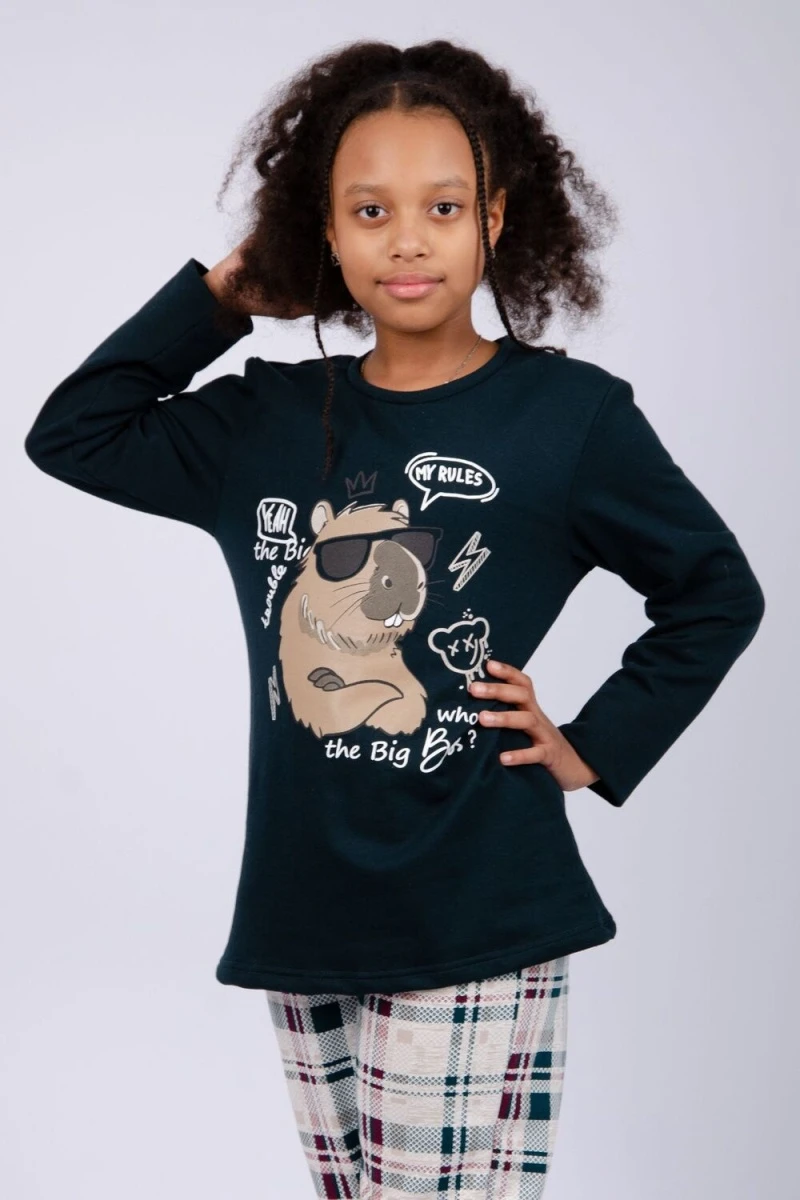 Пижама с брюками ПД-154 (зеленый)