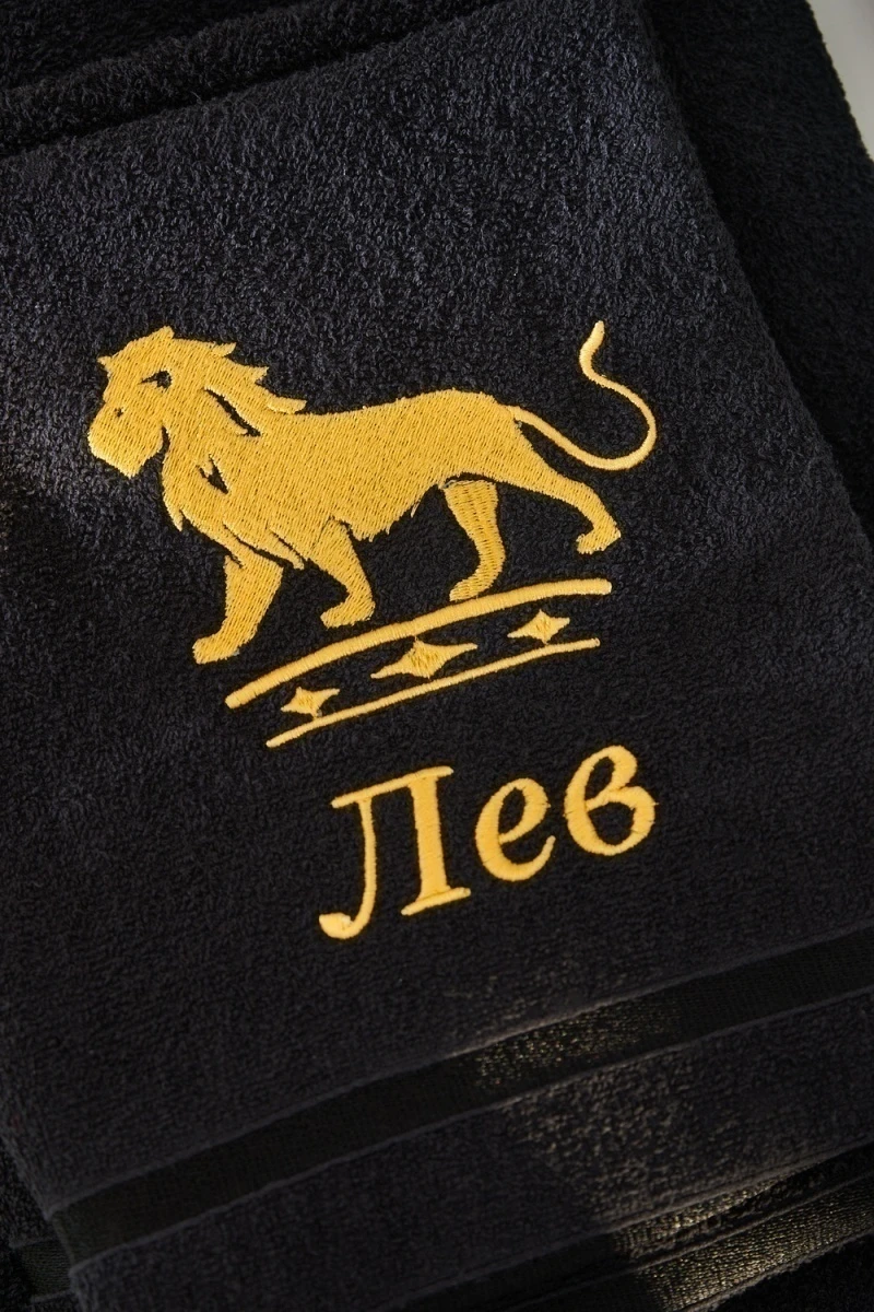 Полотенце 14418/10 Знаки зодиака (черный+лев)