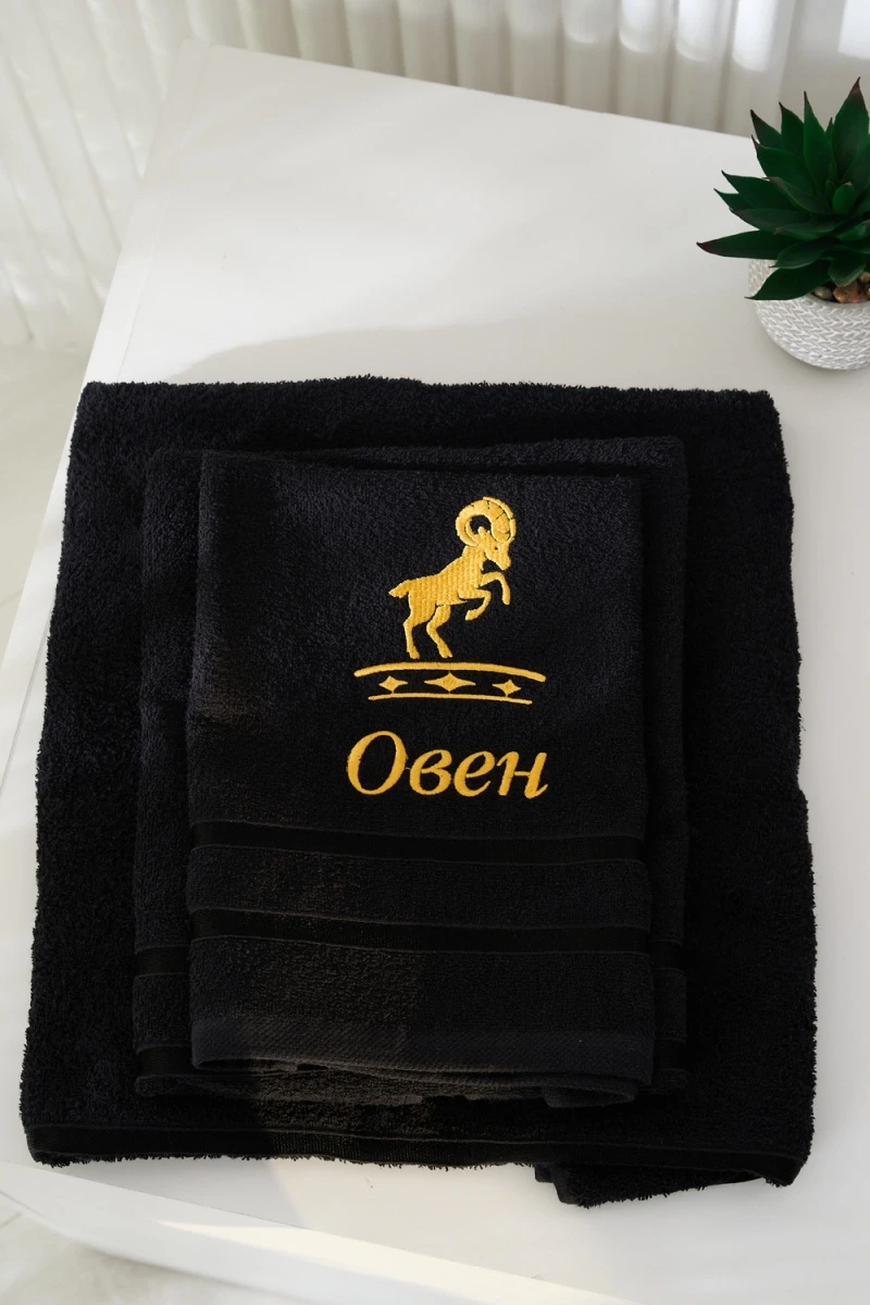 Полотенце 14418/10 Знаки зодиака (черный+овен)