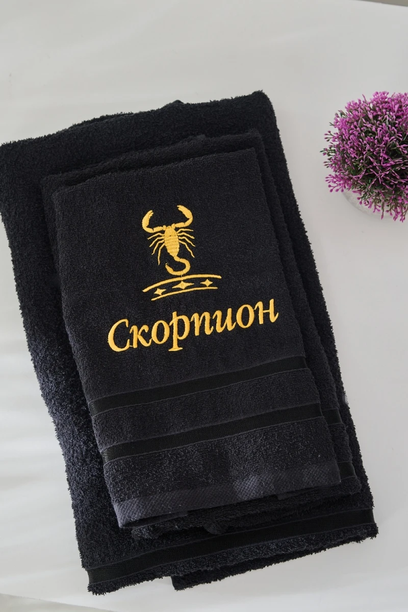 Полотенце 14418/10 Знаки зодиака (черный+скорпион)