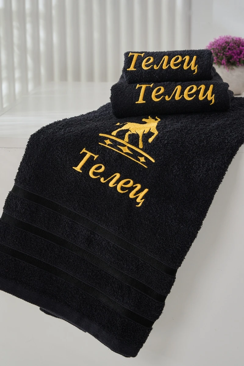 Полотенце 14418/10 Знаки зодиака (черный+телец)