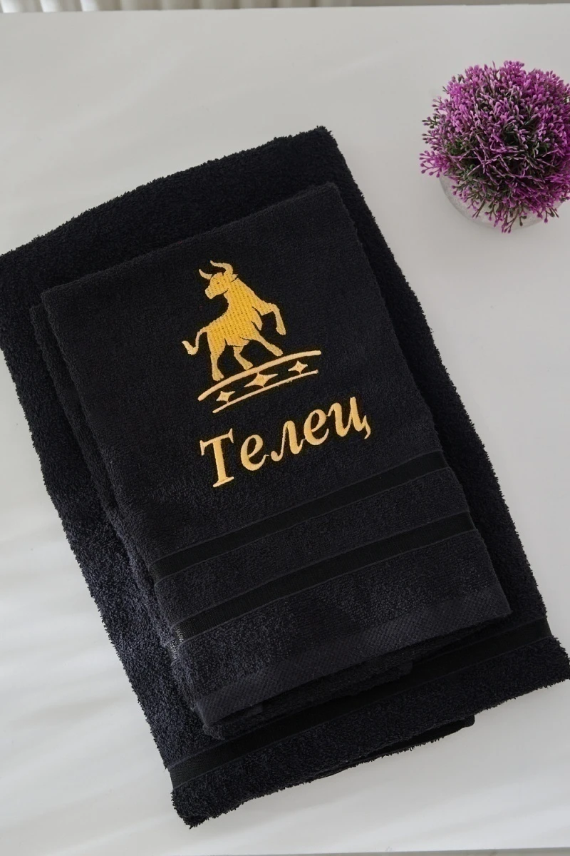 Полотенце 14418/10 Знаки зодиака (черный+телец)