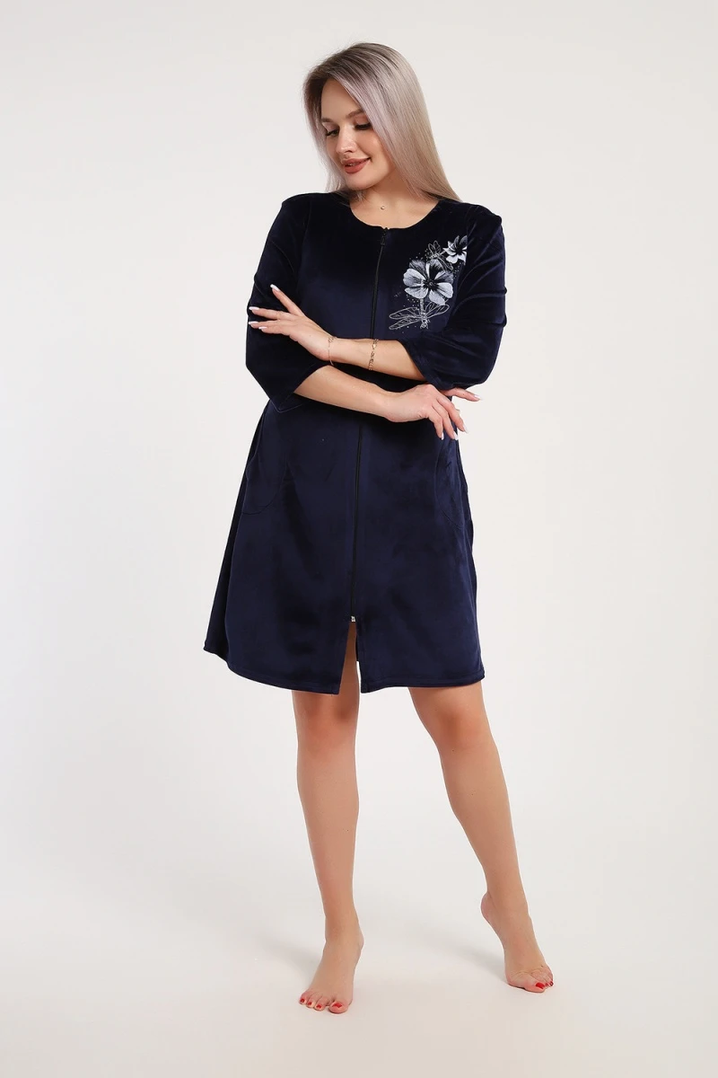 Халат велюровый 526 (синий)