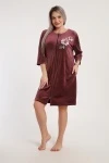 Халат велюровый 526 (брусничный)