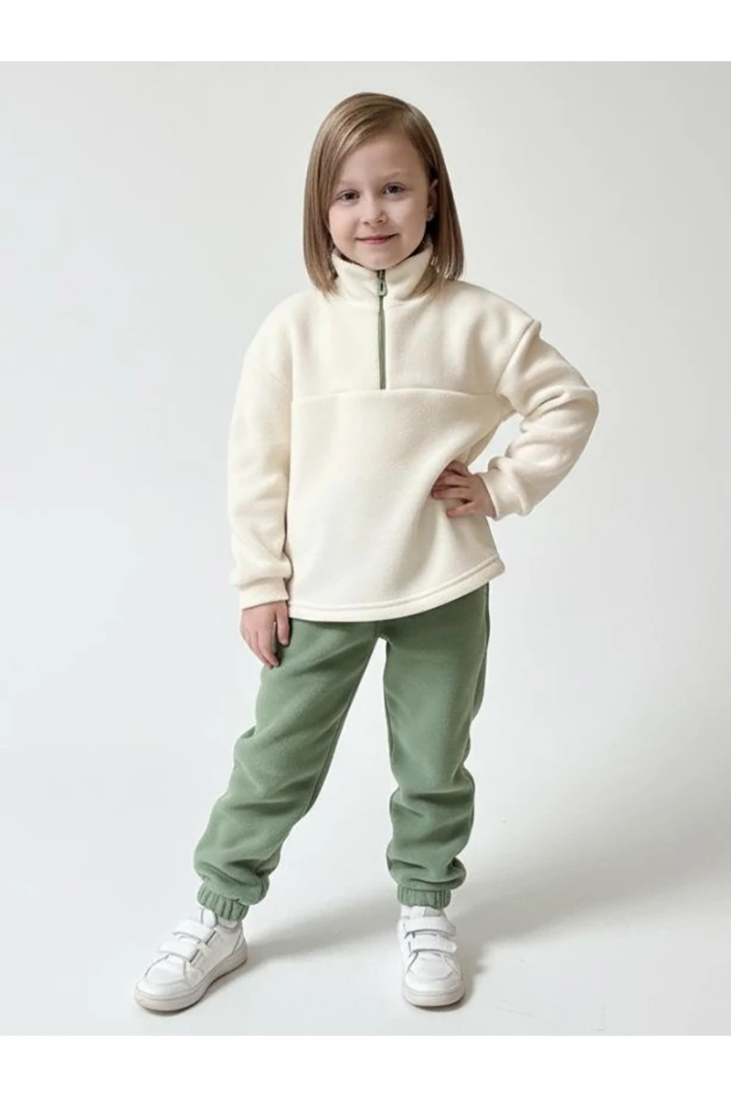Детский костюм с брюками флисовый (молоко)