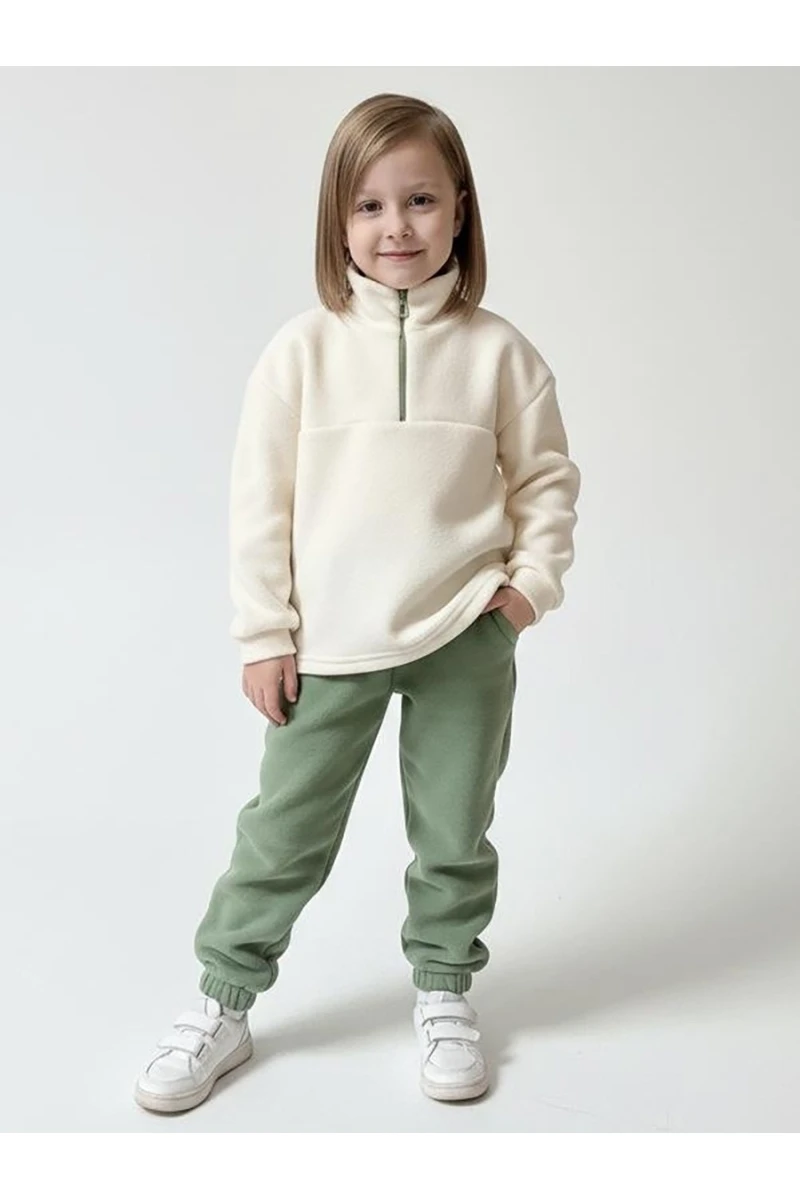 Детский костюм с брюками флисовый (молоко)