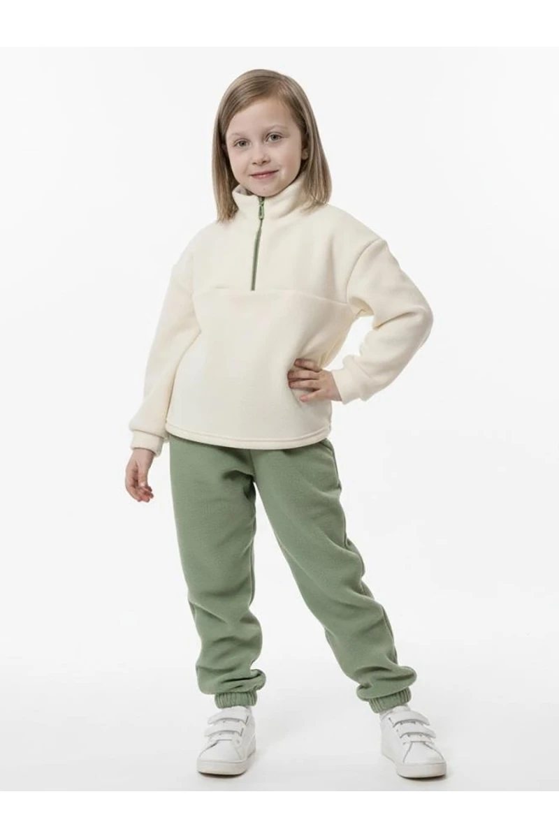 Детский костюм с брюками флисовый (молоко)