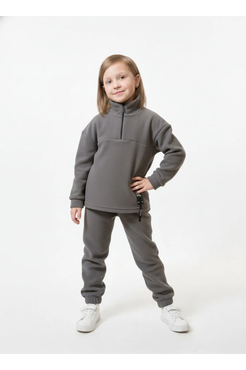 Детский костюм с брюками флисовый (серый)