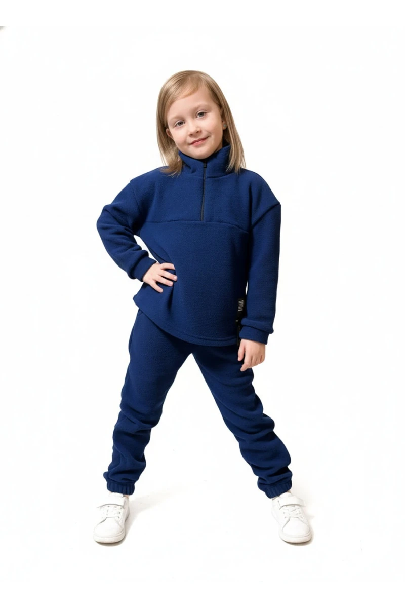 Детский костюм с брюками флисовый (синий)
