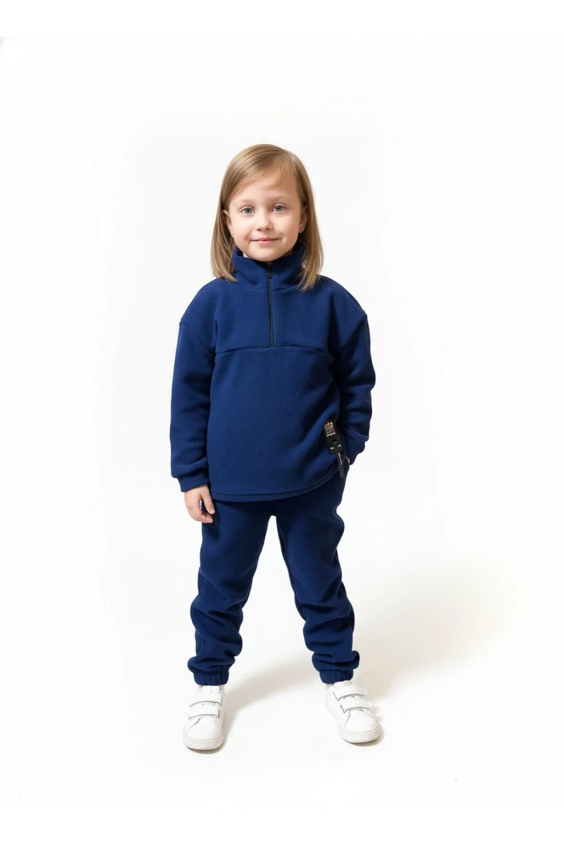 Детский костюм с брюками флисовый (синий)