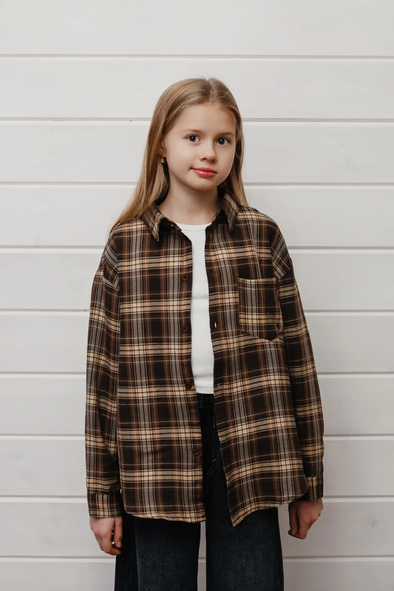 Рубашка подростковая коричневая (коричневый)