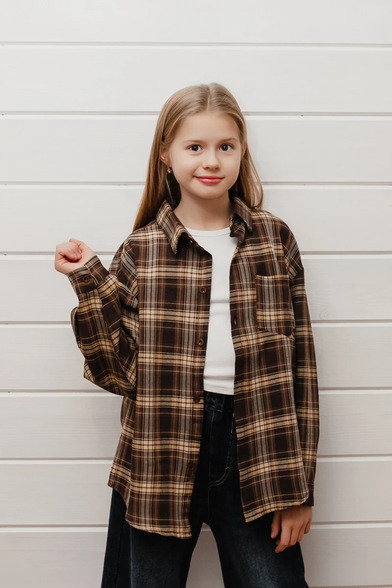 Рубашка подростковая коричневая (коричневый)
