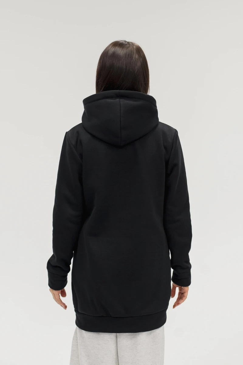 Толстовка на молнии теплая удлиненная (черный)