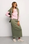 Юбка длинная макси с разрезом 388KHK (хаки)
