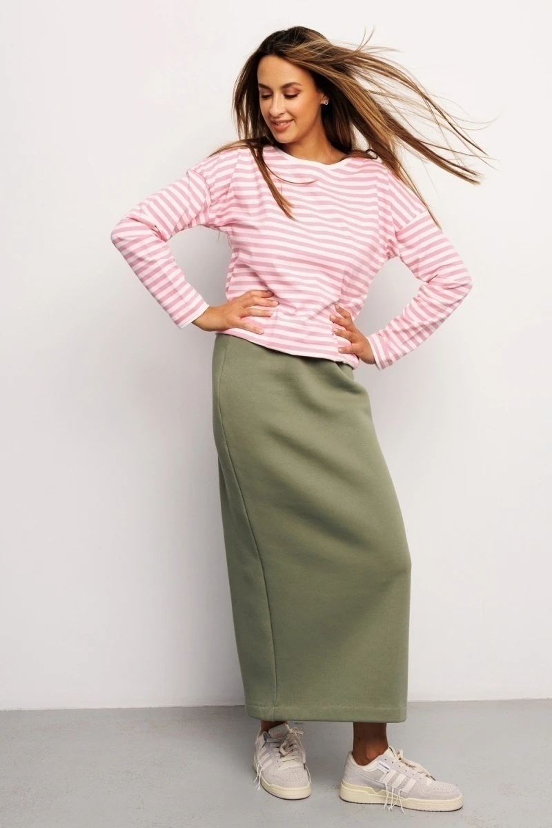 Юбка длинная макси с разрезом 388KHK (хаки)