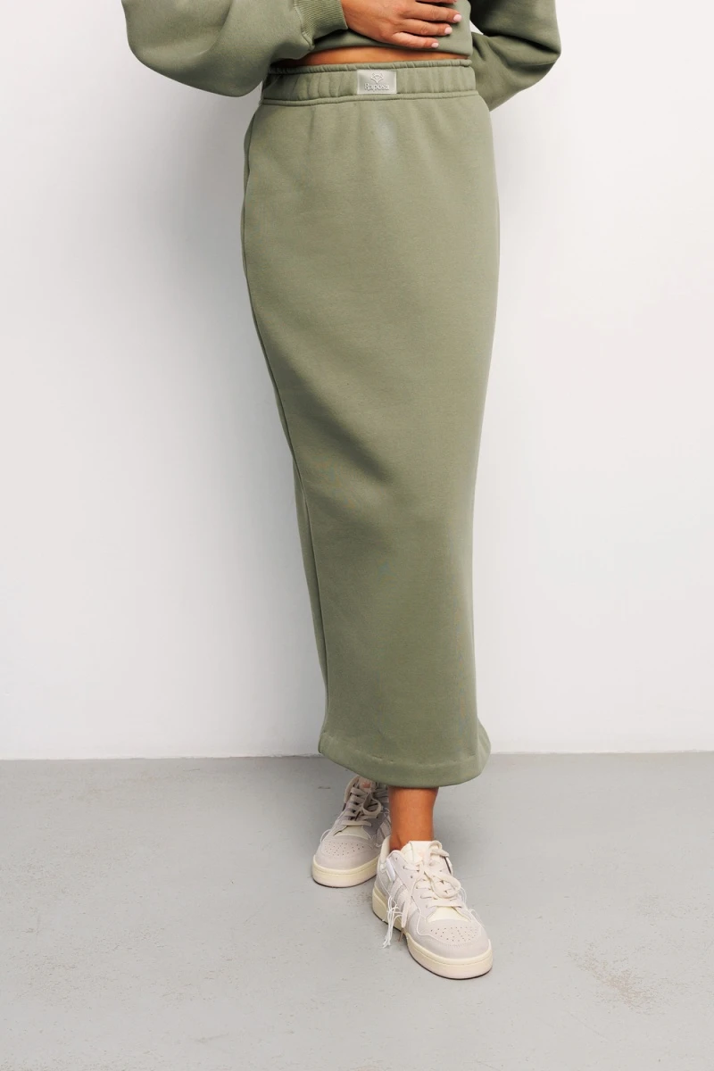 Юбка длинная макси с разрезом 388KHK (хаки)