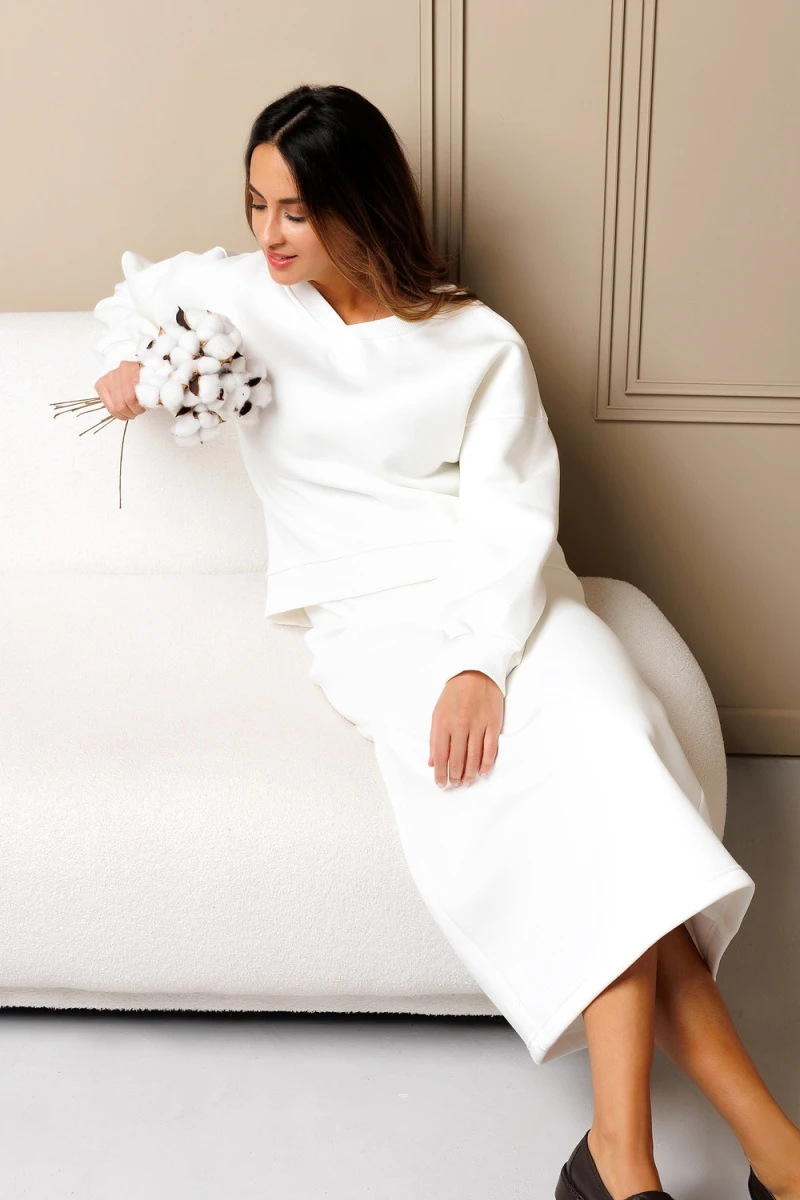 Юбка длинная макси с разрезом 388MLK (белый)