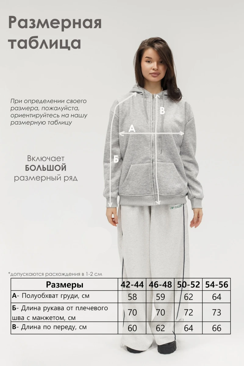 Худи на молнии с капюшоном (серый)