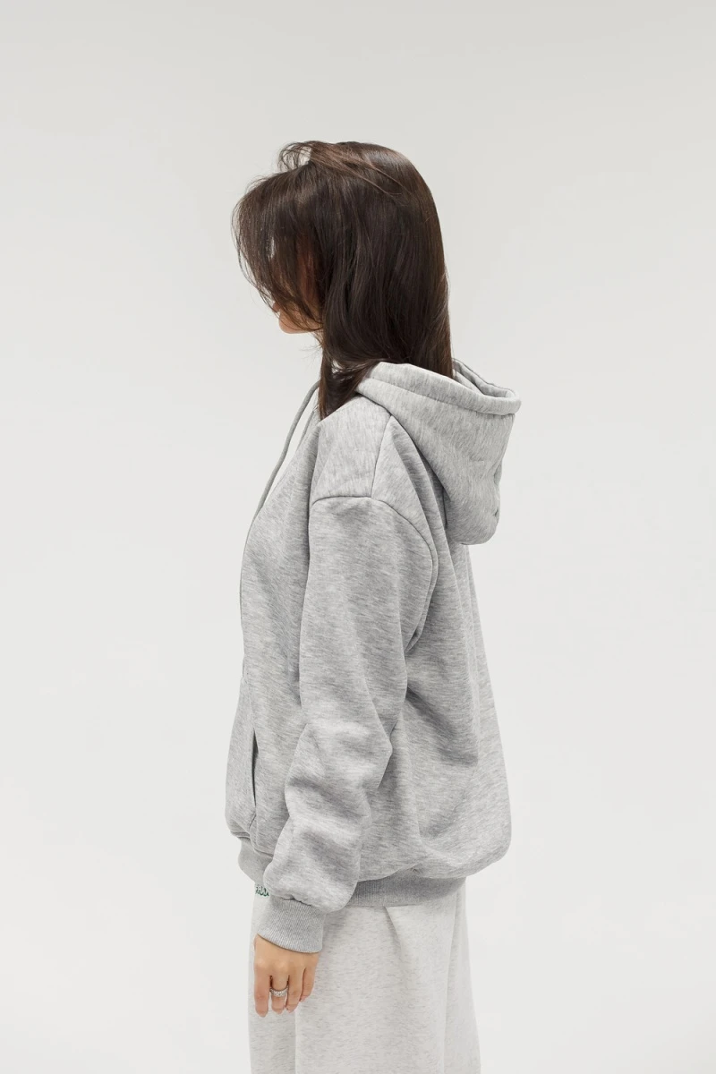 Худи на молнии с капюшоном (серый)