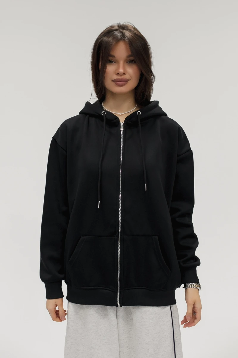Худи на молнии с капюшоном (черный)