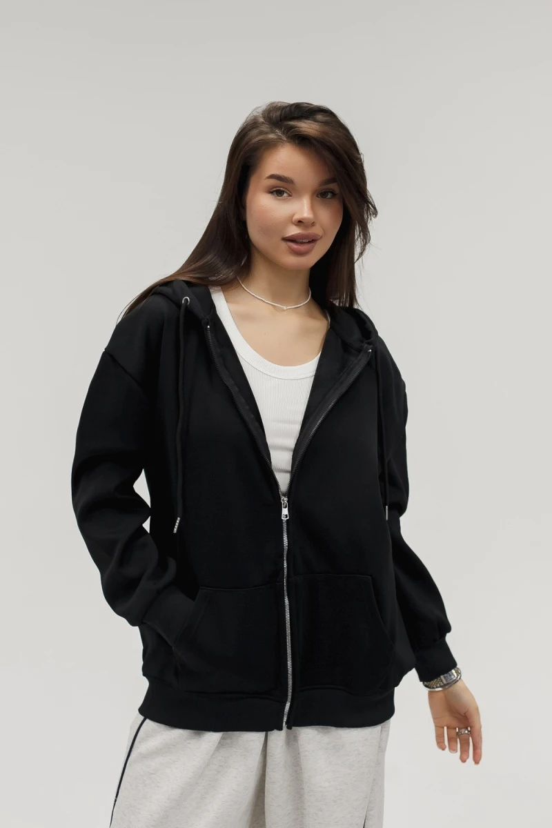 Худи на молнии с капюшоном (черный)