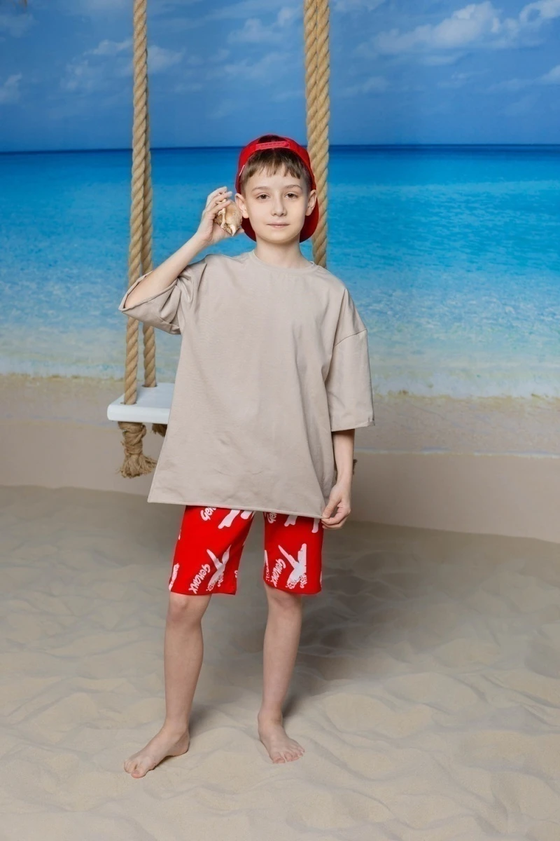 Детские шорты 7369 (красный)