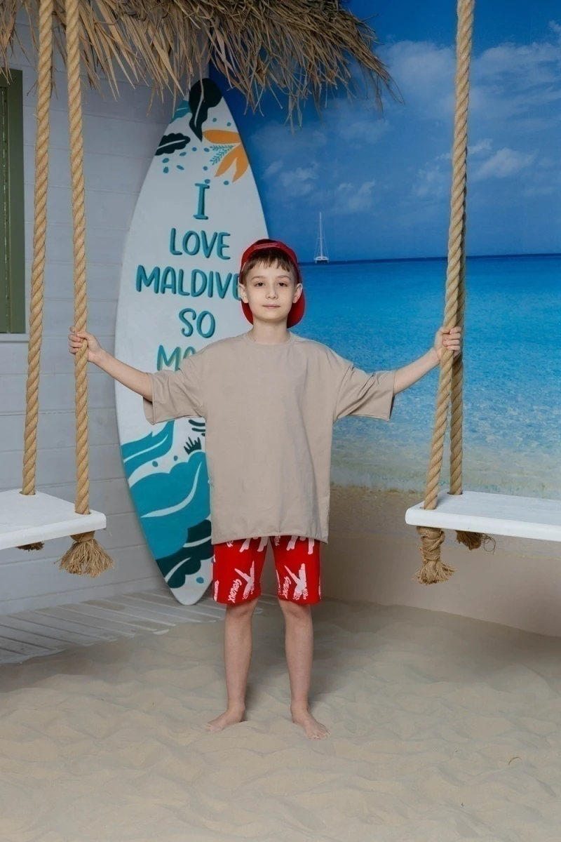 Детские шорты 7369 (красный)