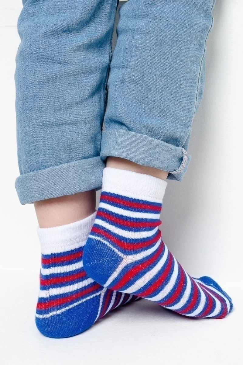 Детские носки стандарт Миша (набор 3 пары) (белый, василёк, цветной)