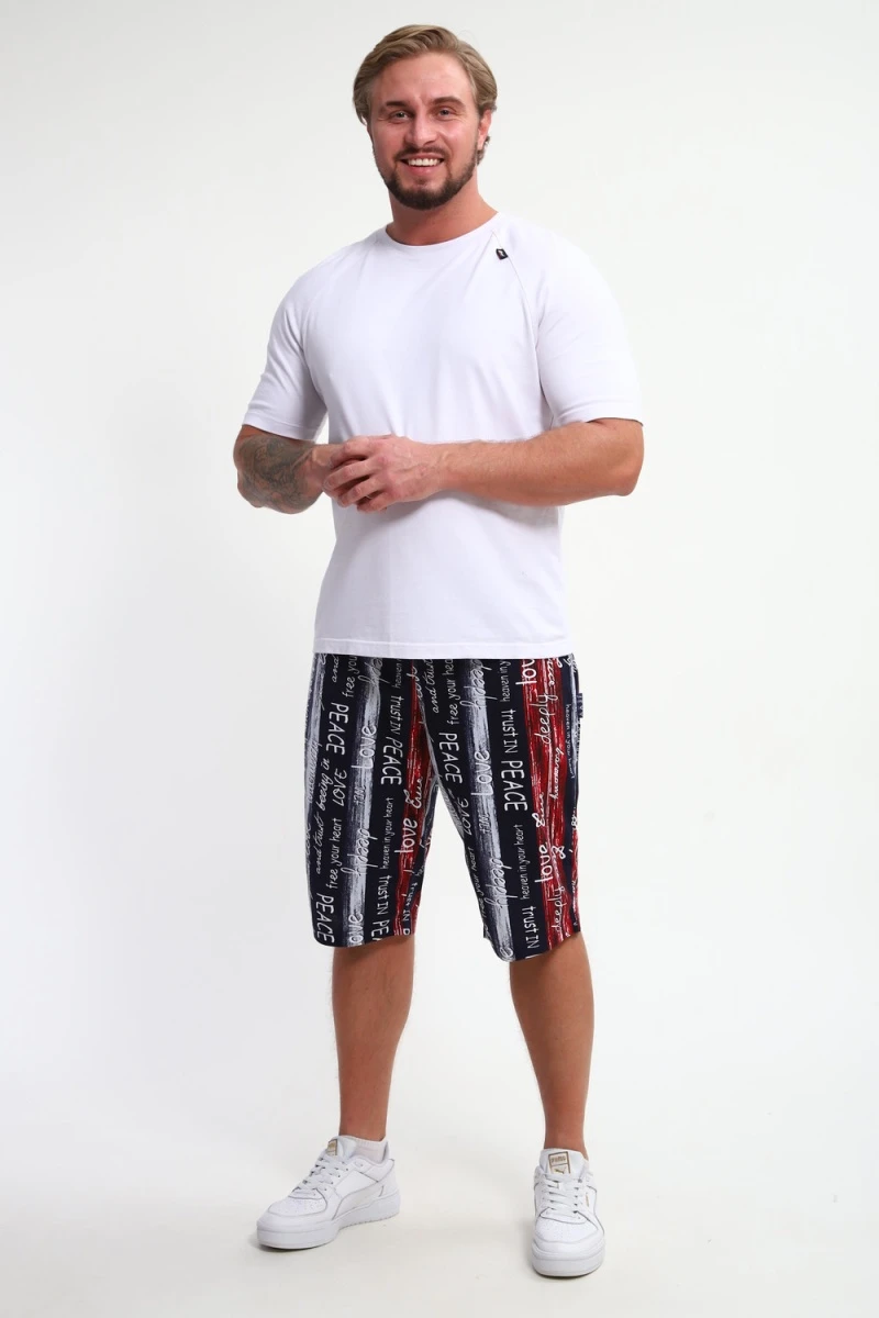 Шорты ШМ-03 (синий/красный/белый Полосы с буквами Love)