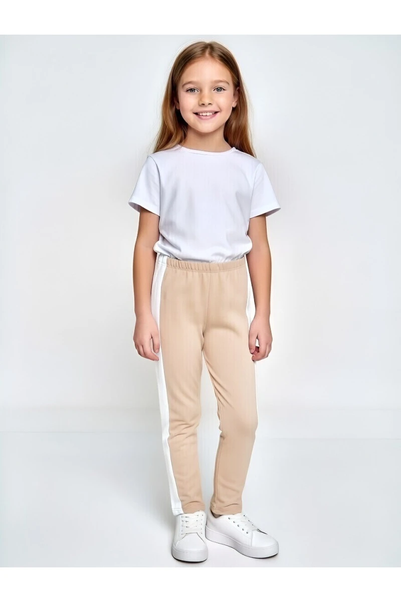 Детские брюки с лампасами 132-1 (бежевый)