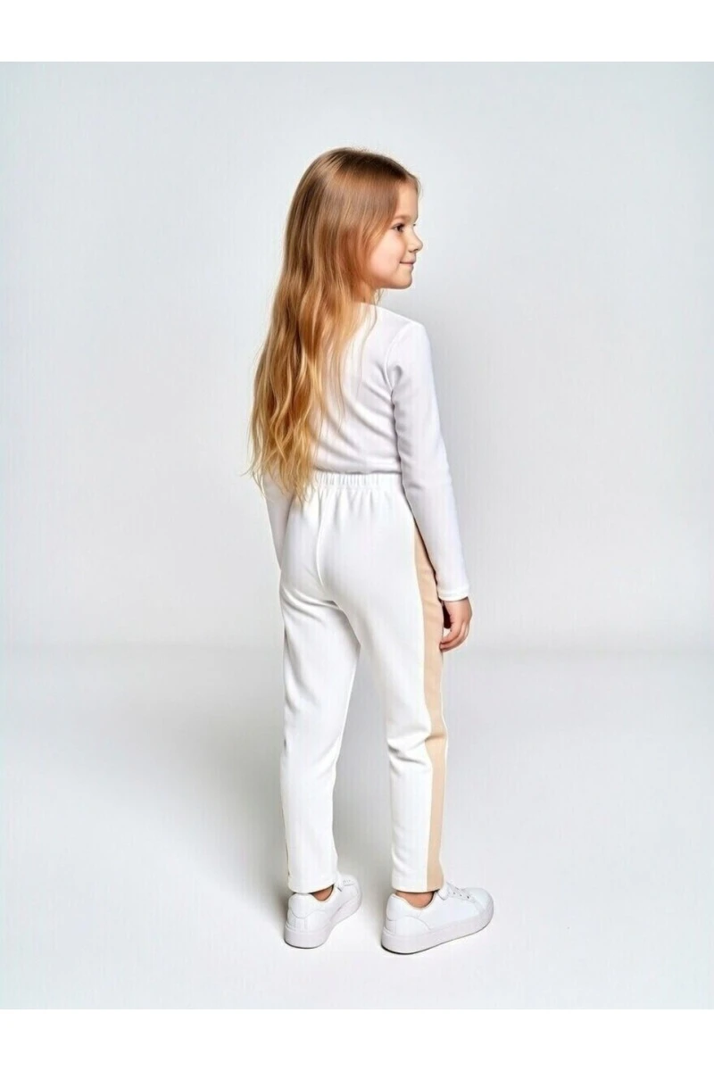 Детские брюки с лампасами 132-1 (молочный)