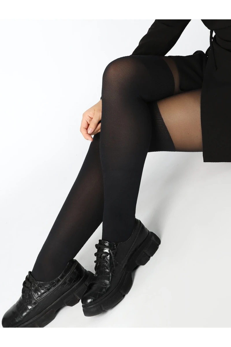 Колготки SP1117 с имитацией гольфин (черный)