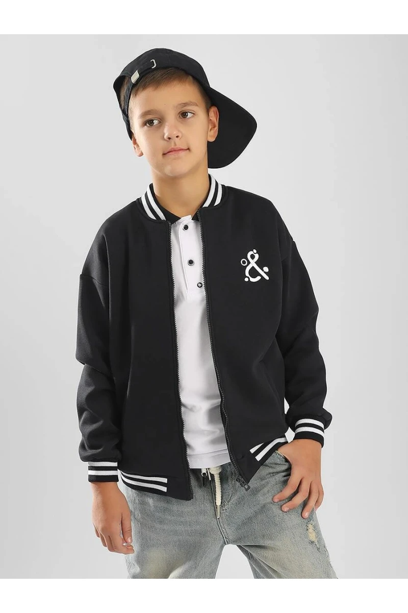 Детский бомбер утепленный на молнии SP2214 (черный)