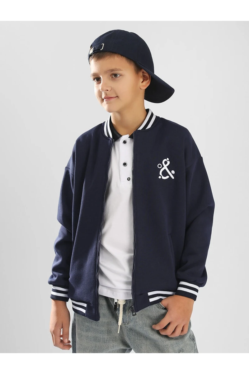 Детский бомбер утепленный на молнии SP2214 (синий)