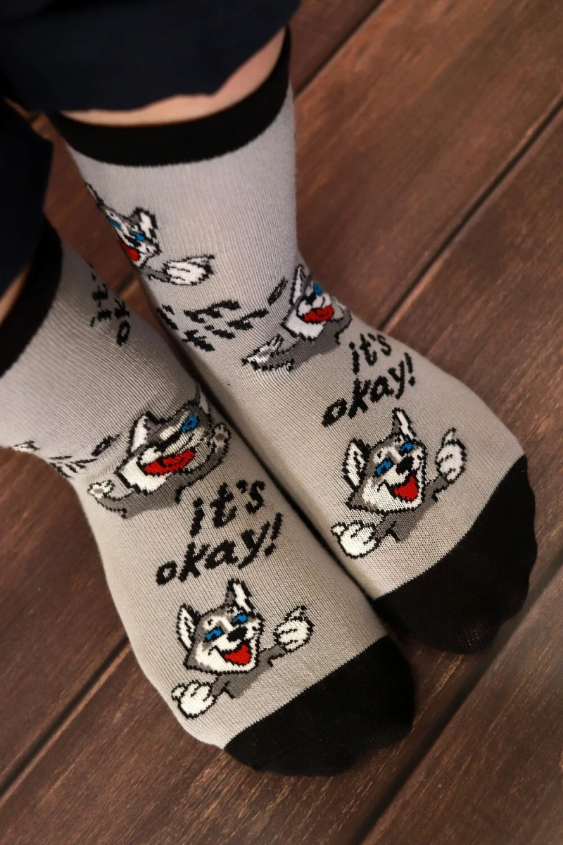 Детские носки стандарт Хаски (набор 3 пары) (серый, джинс)