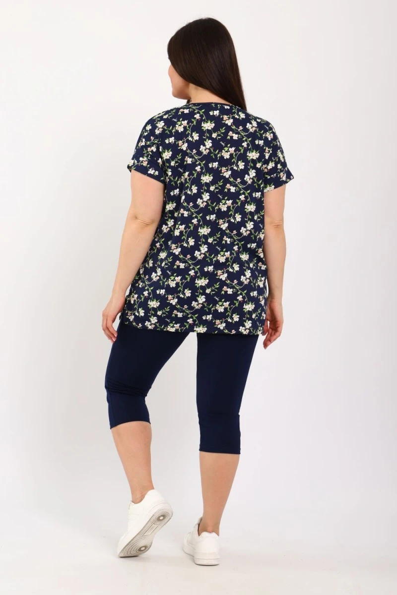 Костюм с бриджами КДЖ (синий, цветы)