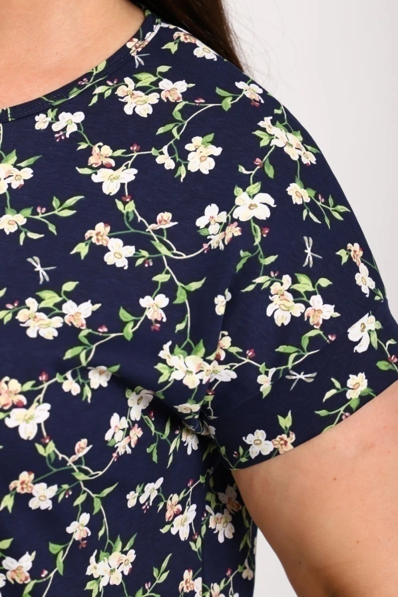 Костюм с бриджами КДЖ (синий, цветы)