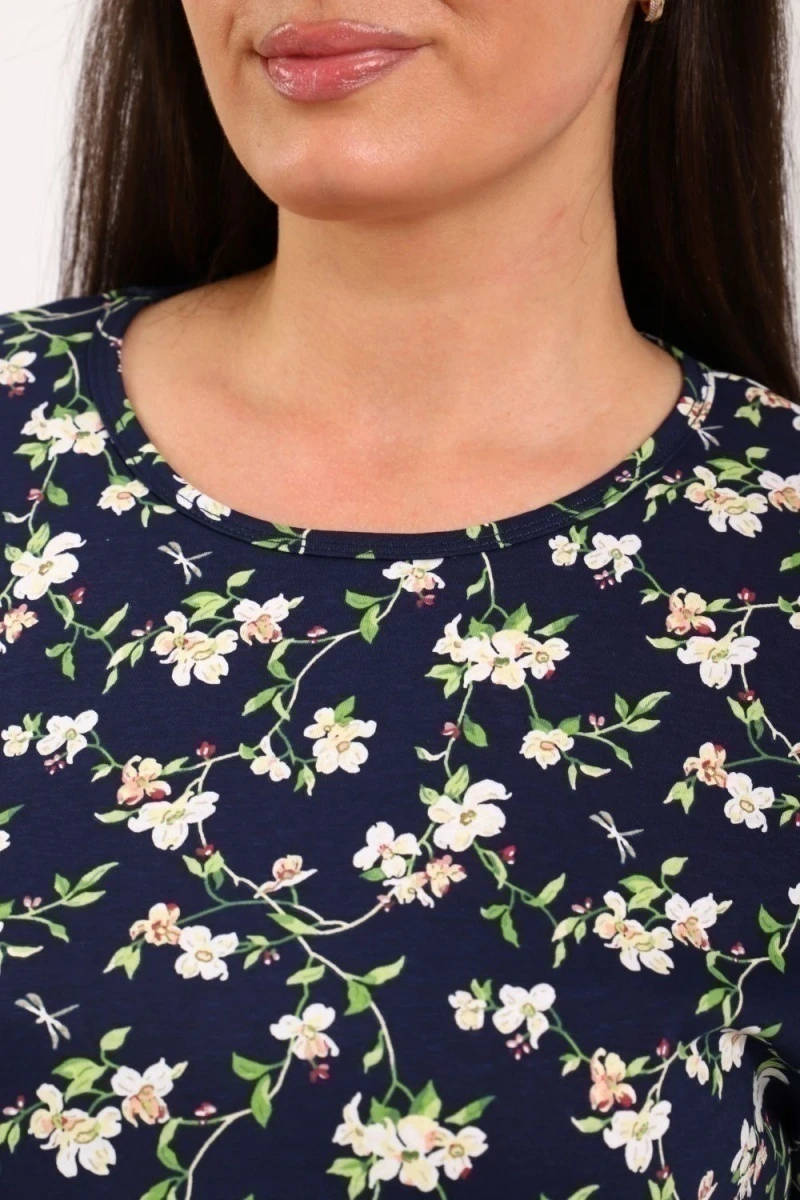 Костюм с бриджами КДЖ (синий, цветы)