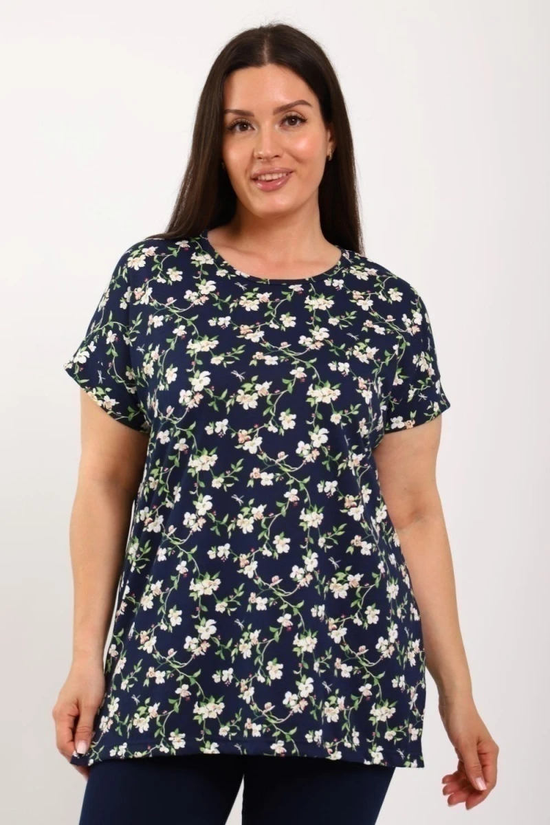 Костюм с бриджами КДЖ (синий, цветы)