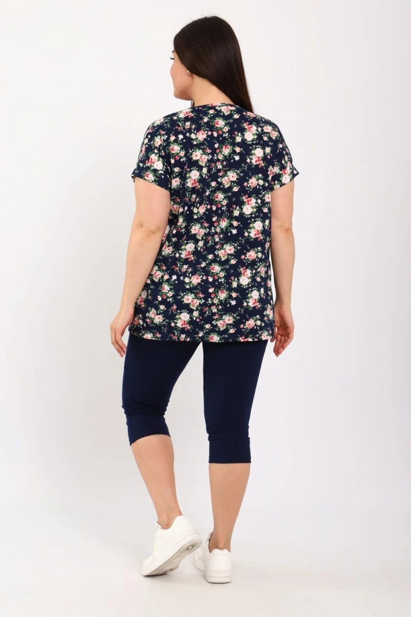 Костюм с бриджами КДЖ (синий, розы)