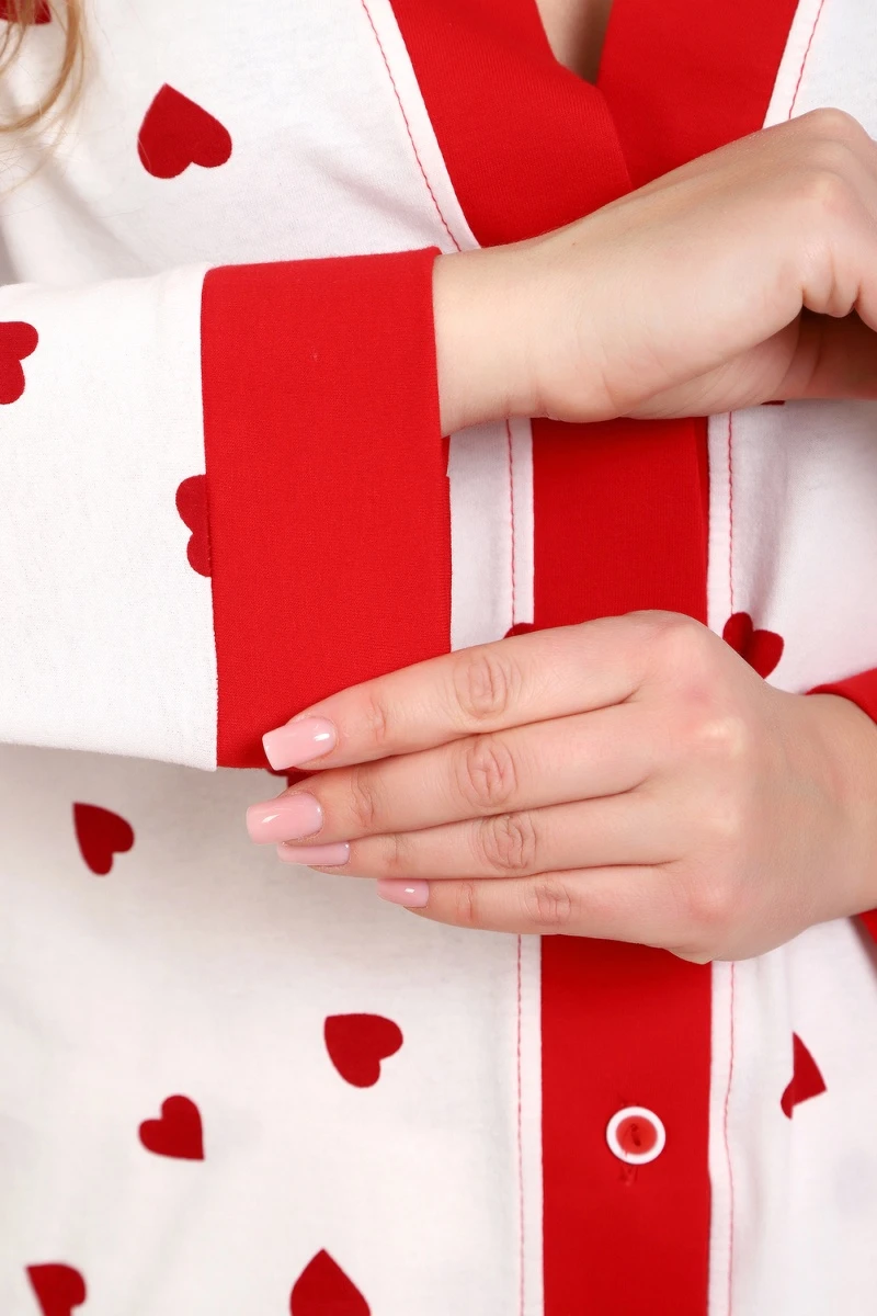 Пижама с брюками 18062 (белый сердечки)