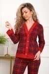 Пижама с брюками 18062 (красный/клетка)