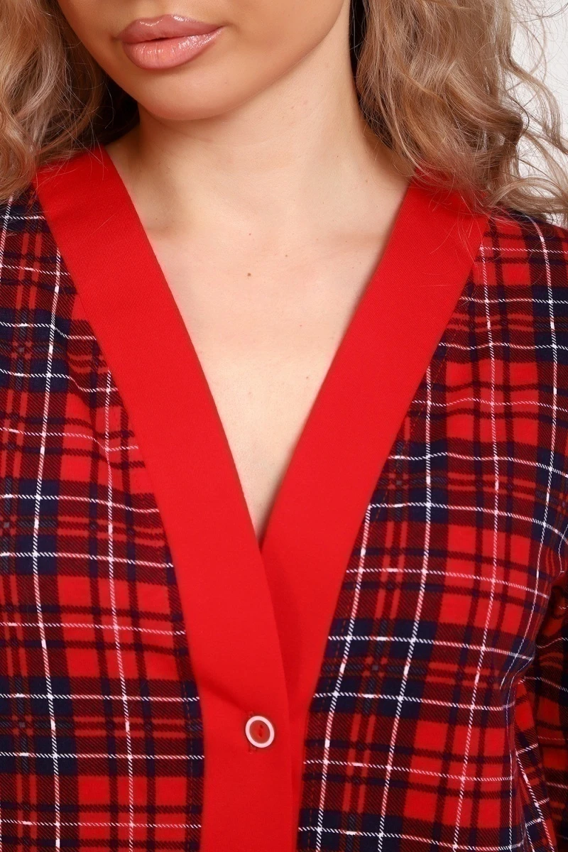 Пижама с брюками 18062 (красный/клетка)