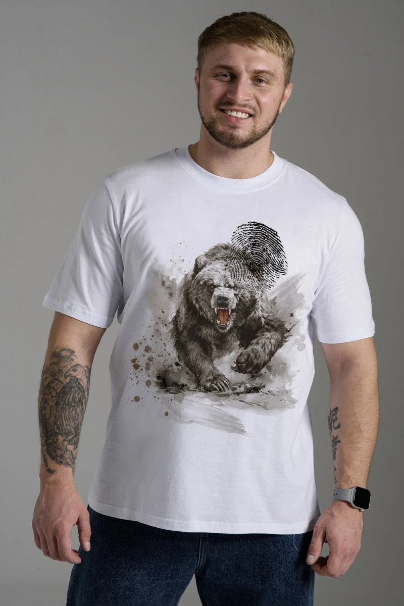 Футболка 8593 (белый+медведь)