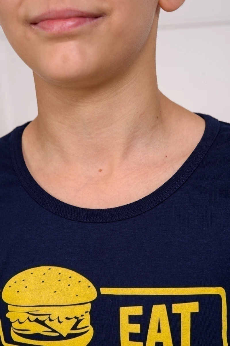 Пижама с брюками для мальчика ПижКл (синий)