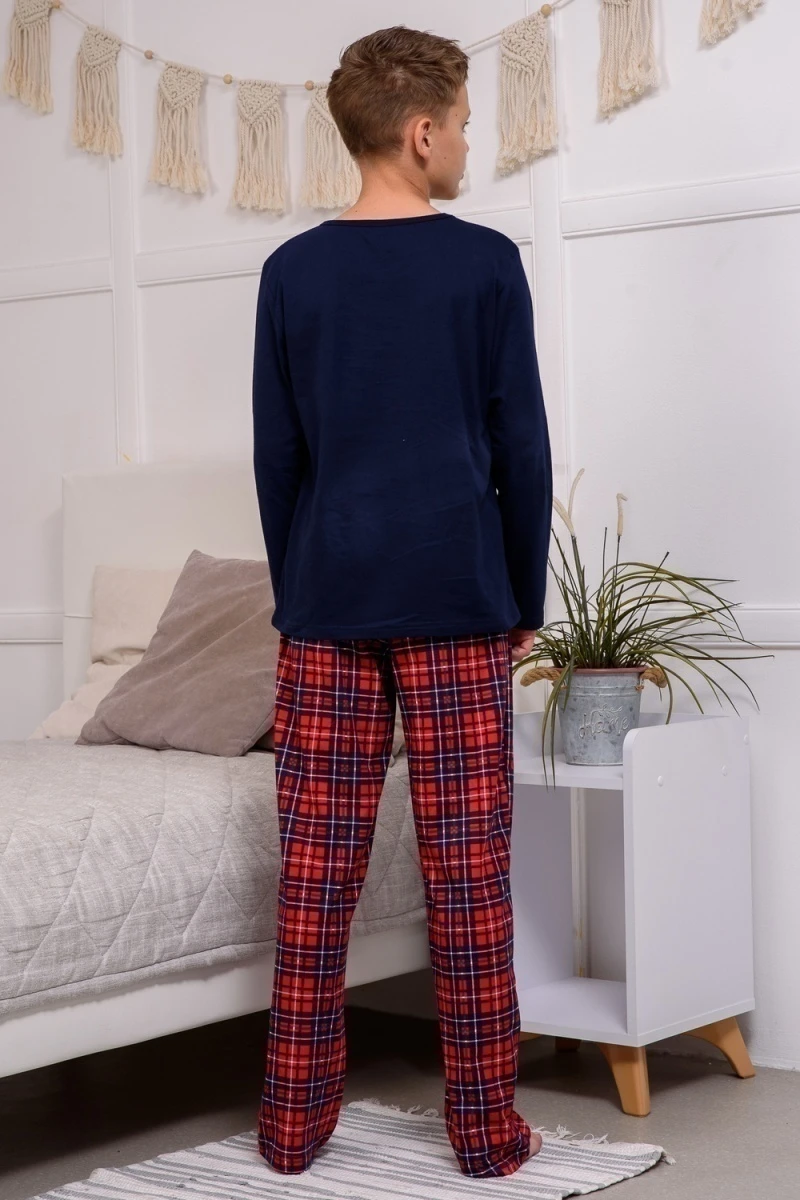 Пижама с брюками для мальчика ПижКл (синий)