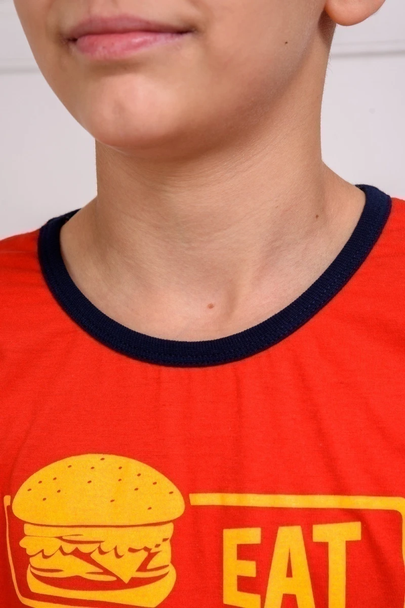 Пижама с брюками для мальчика ПижКл (красный)