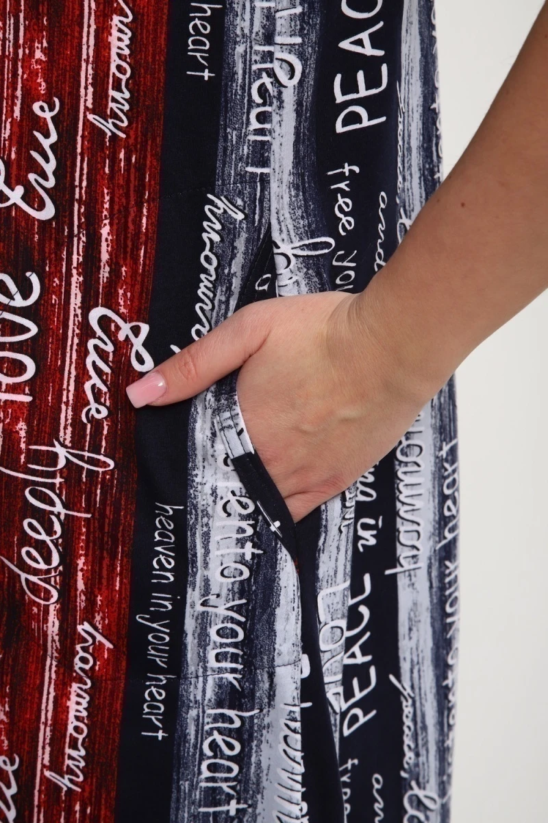 Халат ХЖ-01 (синий/красный/белый Полосы с буквами Love)